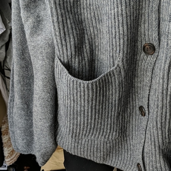 5/$100 Grey Knit Long Double Cardigan - Picture 2 of 3